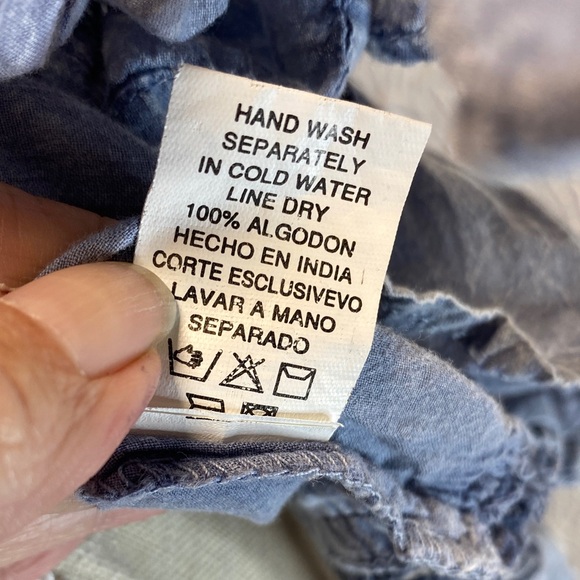 Noelle size s/m Blue Crochet lace neckline hem and sleeves 100% cotton - Picture 6 of 14